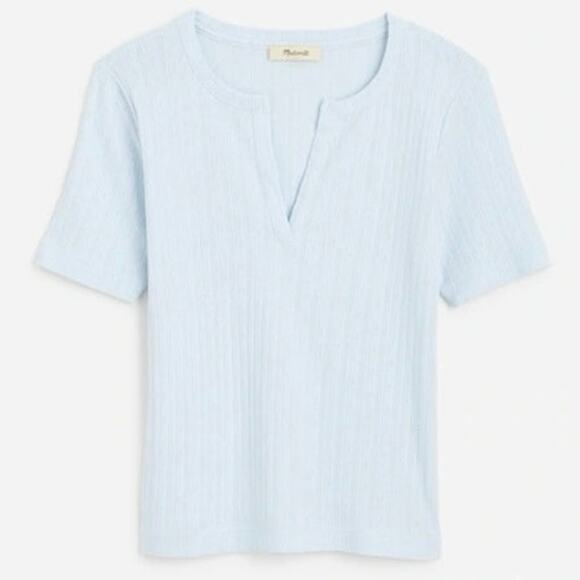 NWT Madewell Pointelle Notch Neck Tee Size L - Picture 1 of 5